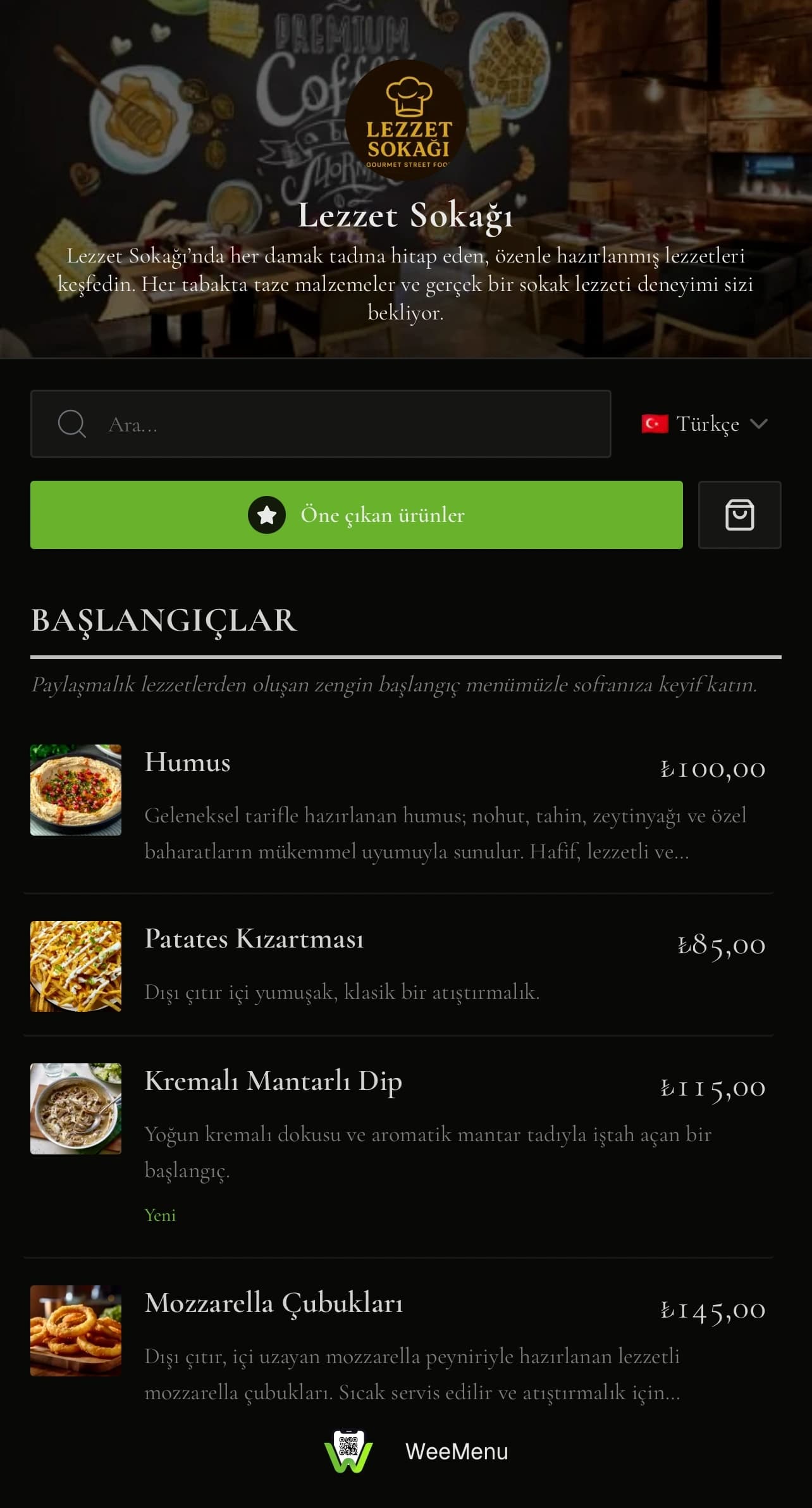 WeeMenu classic profile preview